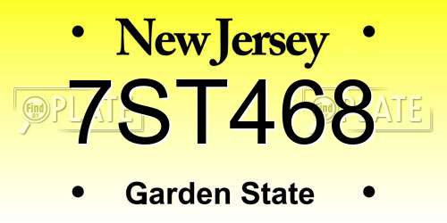 7ST468 New Jersey License Plate