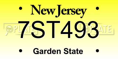 7ST493 New Jersey License Plate