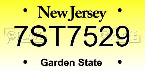 7ST7529 New Jersey License Plate