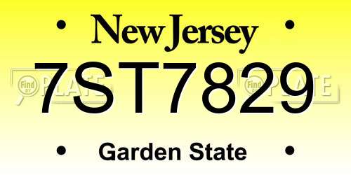 7ST7829 New Jersey License Plate