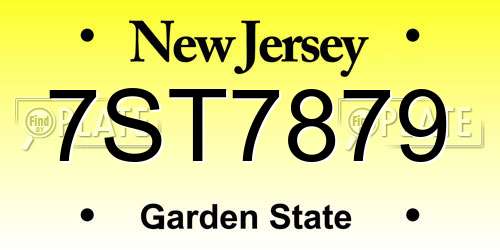 7ST7879 New Jersey License Plate
