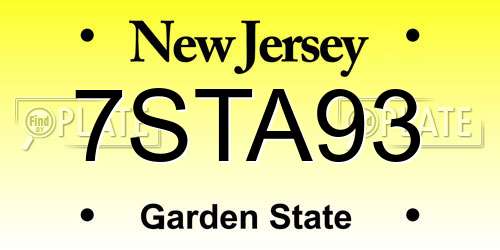 7STA93 New Jersey License Plate
