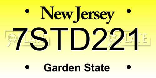 7STD221 New Jersey License Plate