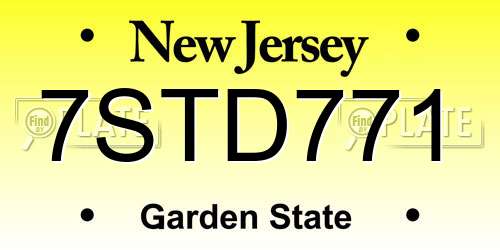 7STD771 New Jersey License Plate