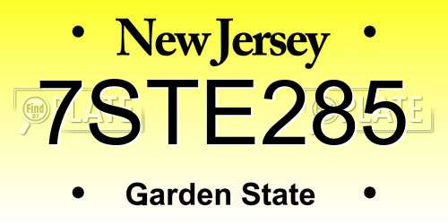 7STE285 New Jersey License Plate