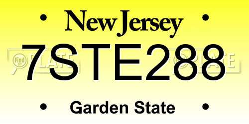 7STE288 New Jersey License Plate