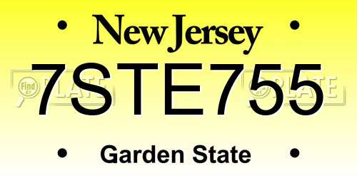 7STE755 New Jersey License Plate