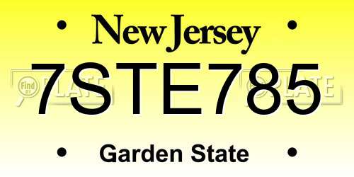 7STE785 New Jersey License Plate