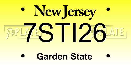 7STI26 New Jersey License Plate