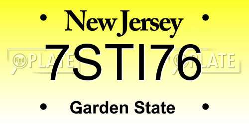 7STI76 New Jersey License Plate