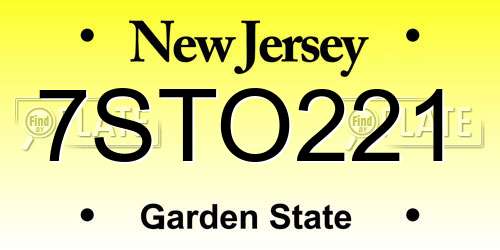 7STO221 New Jersey License Plate