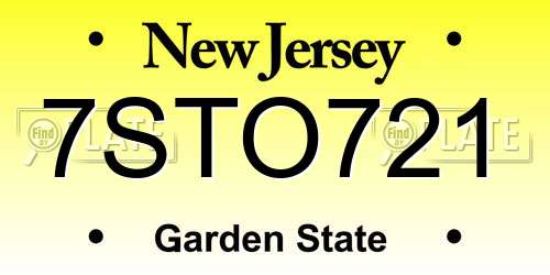 7STO721 New Jersey License Plate