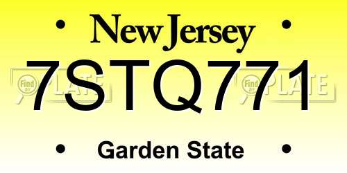 7STQ771 New Jersey License Plate