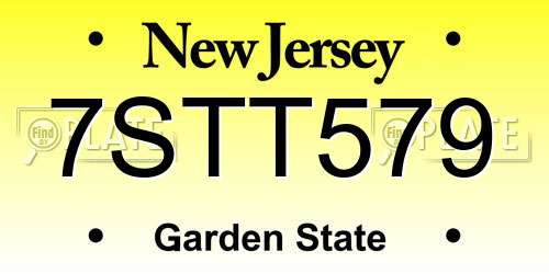 7STT579 New Jersey License Plate