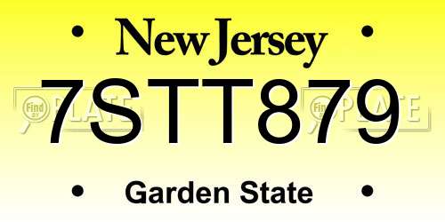7STT879 New Jersey License Plate