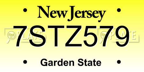 7STZ579 New Jersey License Plate