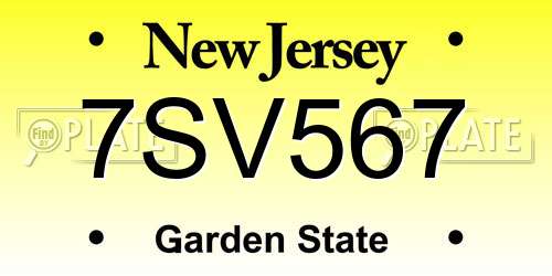 7SV567 New Jersey License Plate