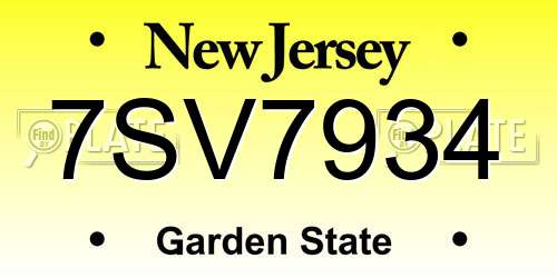 7SV7934 New Jersey License Plate