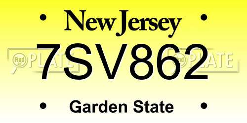 7SV862 New Jersey License Plate