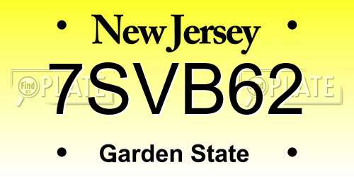 7SVB62 New Jersey License Plate