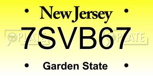 7SVB67 New Jersey License Plate