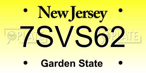 7SVS62 New Jersey License Plate