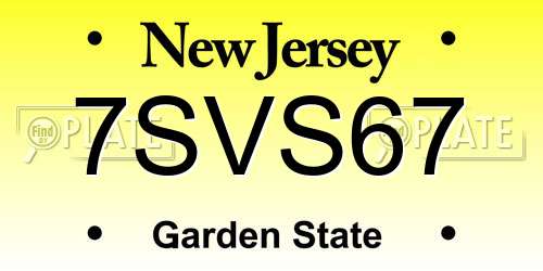 7SVS67 New Jersey License Plate