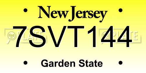 7SVT144 New Jersey License Plate