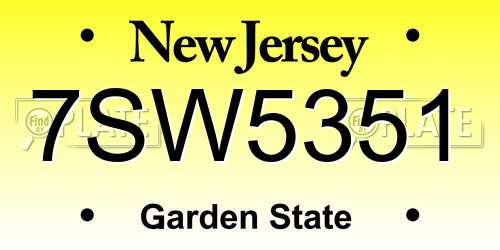 7SW5351 New Jersey License Plate