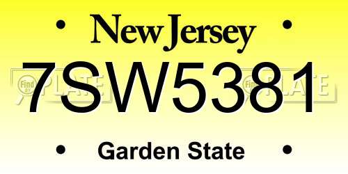7SW5381 New Jersey License Plate