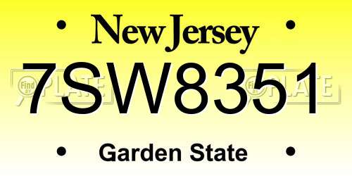 7SW8351 New Jersey License Plate