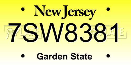 7SW8381 New Jersey License Plate