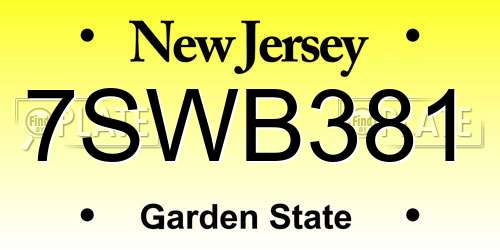 7SWB381 New Jersey License Plate