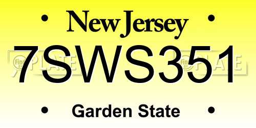 7SWS351 New Jersey License Plate