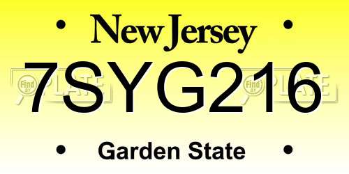 7SYG216 New Jersey License Plate
