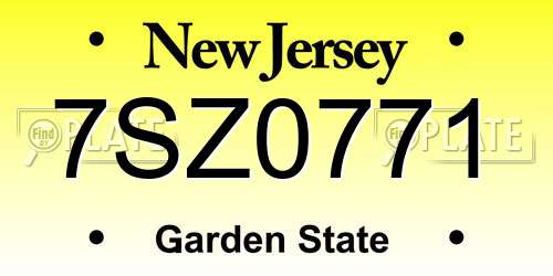 7SZ0771 New Jersey License Plate