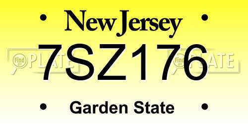 7SZ176 New Jersey License Plate