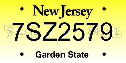 7SZ2579 New Jersey License Plate
