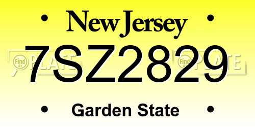 7SZ2829 New Jersey License Plate