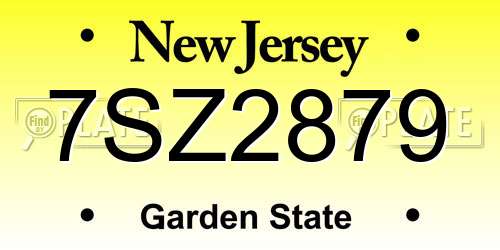 7SZ2879 New Jersey License Plate