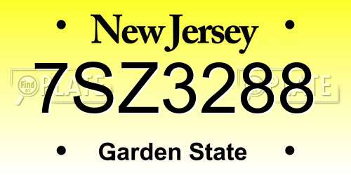 7SZ3288 New Jersey License Plate