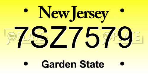7SZ7579 New Jersey License Plate