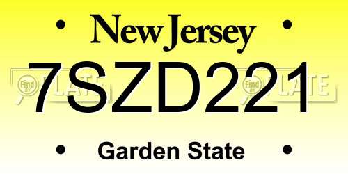 7SZD221 New Jersey License Plate