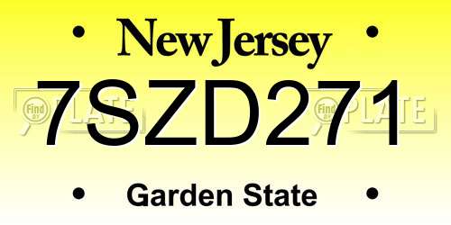 7SZD271 New Jersey License Plate