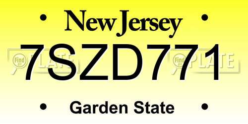 7SZD771 New Jersey License Plate