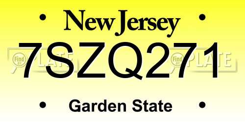 7SZQ271 New Jersey License Plate