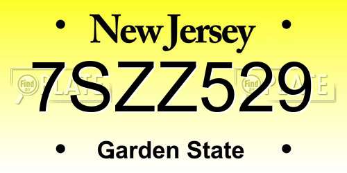 7SZZ529 New Jersey License Plate