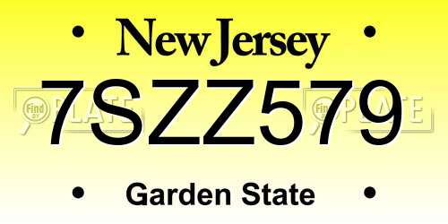 7SZZ579 New Jersey License Plate