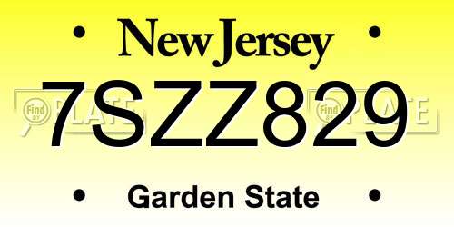 7SZZ829 New Jersey License Plate