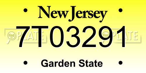 7T03291 New Jersey License Plate